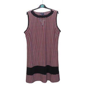 NYCC Stretch Knit Geo Print Shift Tunic Red Swing Sleeveless Dress, Size 2X